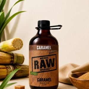 RAW Infusions Caramel Syrup 1L naturally flavoured café syrup by The RAW Liquid Sugar Co