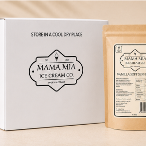 Vanilla soft serve bag and box