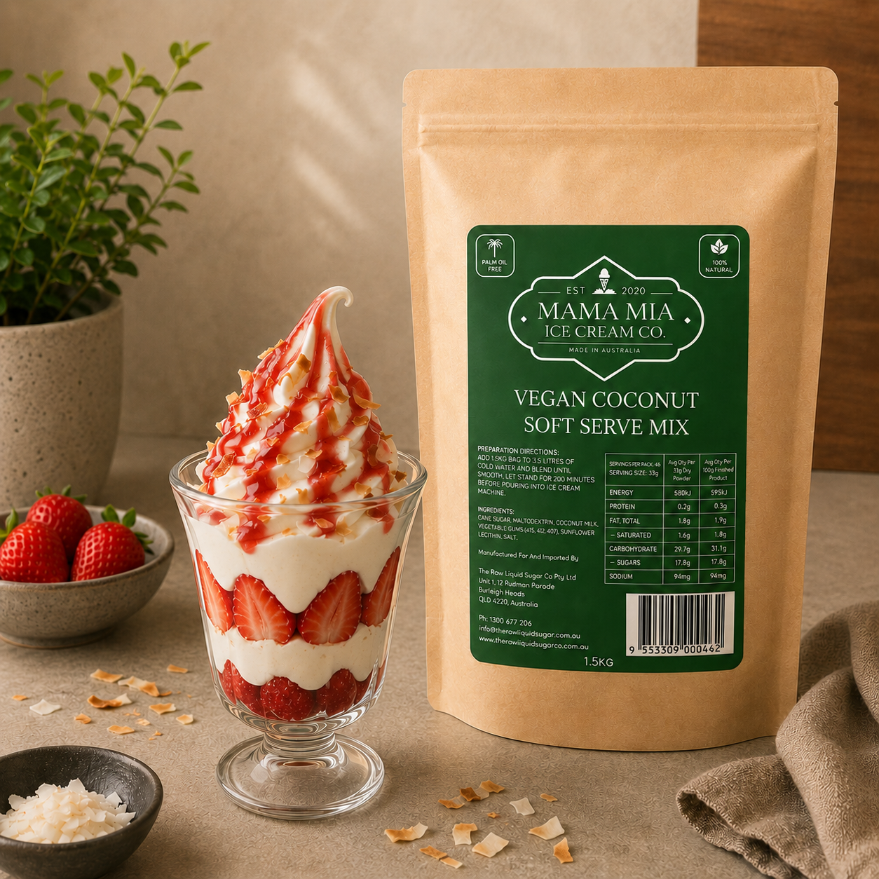 Coconut strawberry sundae Coconut strawberry sundae